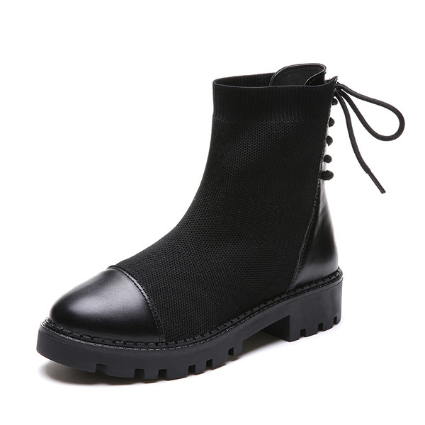 Ghete de dama moderne in negru cu sireturi