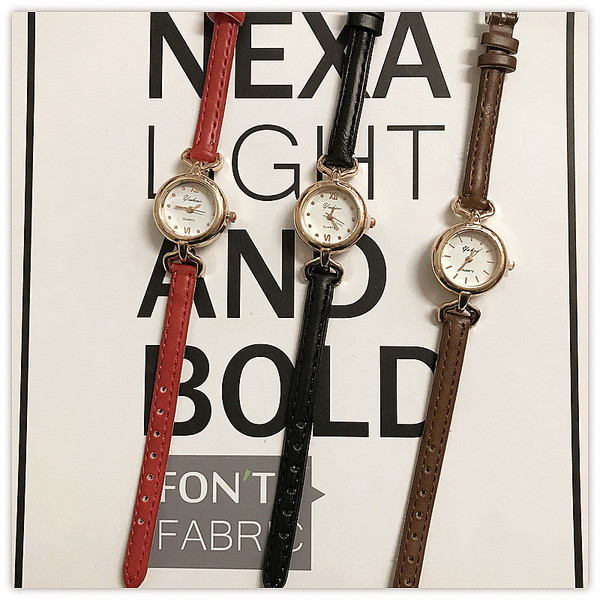 Stílusos női karóra vékony szíjjal eco bőrből több színben