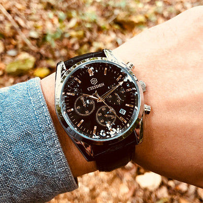 Stílusos férfi karóra eko bőr szíjjal