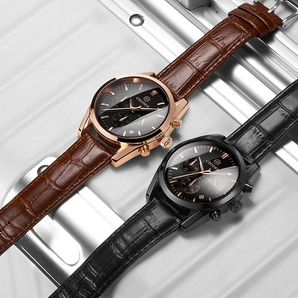 Stílusos férfi karóra eko bőr szíjjal