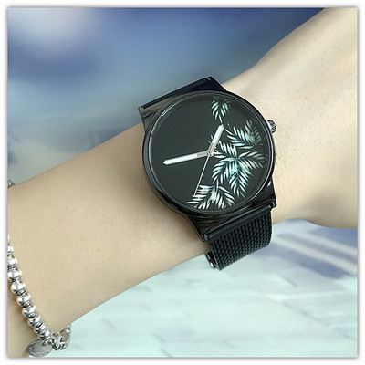 Μοντέρνο γυναικείο ρολόι σε μαύρο χρώμα με φυτικά μοτίβα - διάφορα μοντέλα