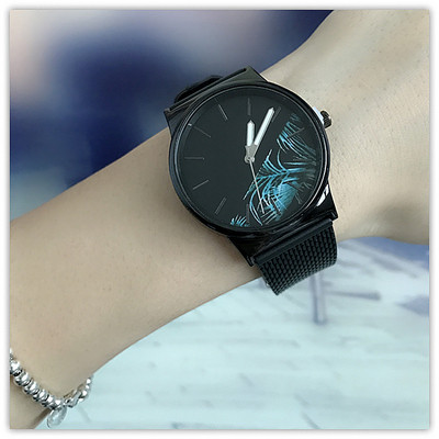 Μοντέρνο γυναικείο ρολόι σε μαύρο χρώμα με φυτικά μοτίβα - διάφορα μοντέλα