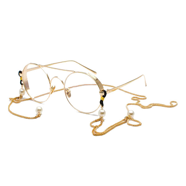 Stílusos női átlátszó szemüveg láncelemmel