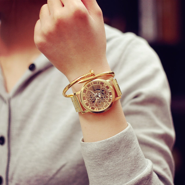 Férfi fém karóra arany és ezüst színben