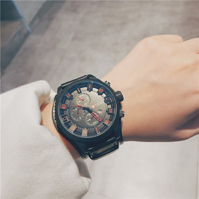 Férfi karóra öko bőr szíjjal, három színben