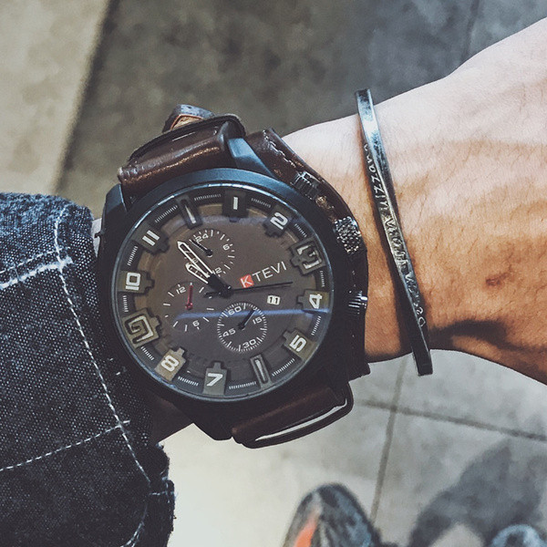 Férfi karóra öko bőr szíjjal, három színben