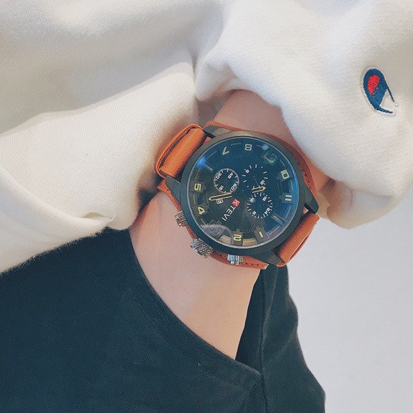 Férfi karóra öko bőr szíjjal, három színben