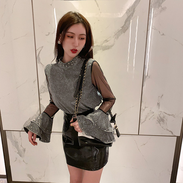 Elegáns női blúz széles ujjal, két színben