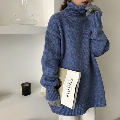 Μακρύ γυναικείο χειμωνιάτικο πουλόβερ σε τέσσερα χρώματα