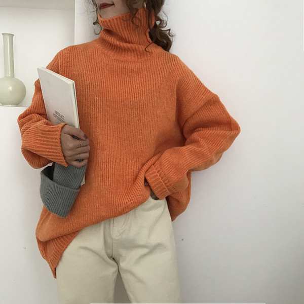 Μακρύ γυναικείο χειμωνιάτικο πουλόβερ σε τέσσερα χρώματα