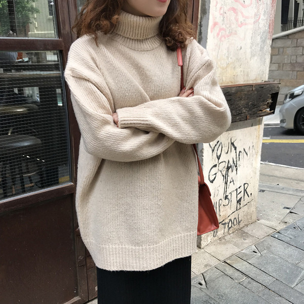 Μακρύ γυναικείο χειμωνιάτικο πουλόβερ σε τέσσερα χρώματα