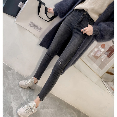 Γυναικεία ελαστικά τζιν με ραβδωτά στοιχεία σε δύο χρώματα