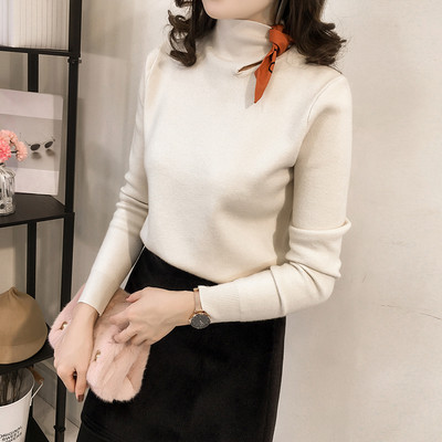 Stílusos női pulóver szalaggal több színben