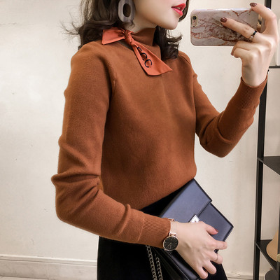 Stílusos női pulóver szalaggal több színben