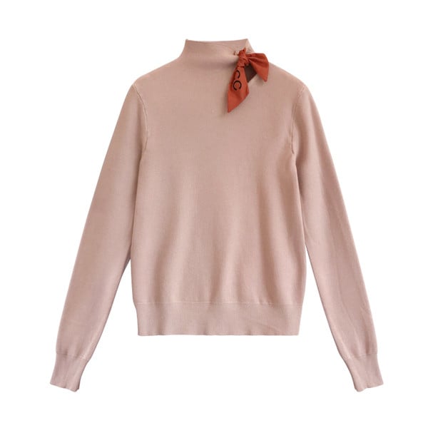 Stílusos női pulóver szalaggal több színben