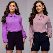 Stílusos női ing lila és rózsaszín szalaggal