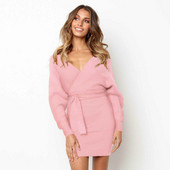 Rochie moderna de dama in mai multe culori cu decolteu in V