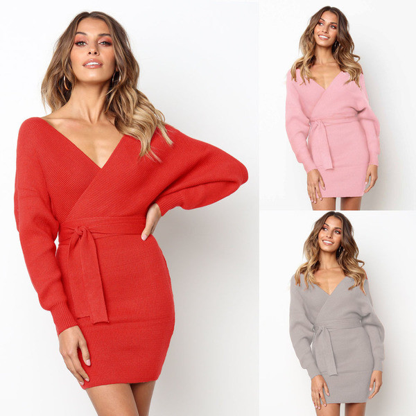 Rochie moderna de dama in mai multe culori cu decolteu in V