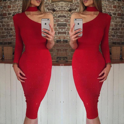 Μοντέρνο γυναικείο φόρεμα με ένα μανίκι σε διάφορα χρώματα