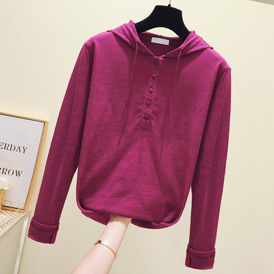 Μοντέρνα γυναικεία μπλούζα με κουκούλα σε τέσσερα χρώματα