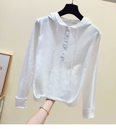 Μοντέρνα γυναικεία μπλούζα με κουκούλα σε τέσσερα χρώματα