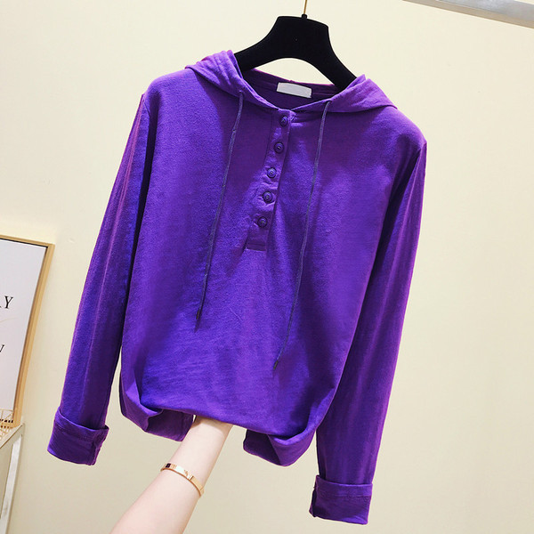 Μοντέρνα γυναικεία μπλούζα με κουκούλα σε τέσσερα χρώματα