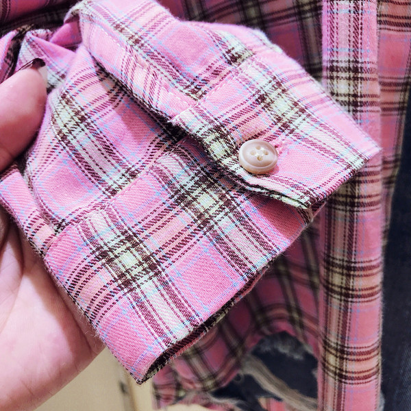 Női kockás ing rózsaszín sárga és kék színben