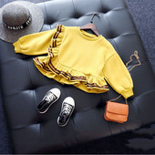 Modern gyerekblúz lányoknak, széles modell sárga színben