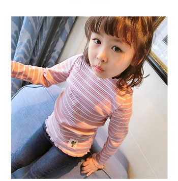 Καθημερινή παιδική ριγέ μπλούζα για κορίτσια σε λευκό και ροζ χρώμα