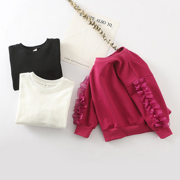 Μοντέρνα παιδική μπλούζα με δαντέλα σε τρία χρώματα