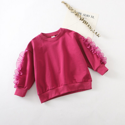 Μοντέρνα παιδική μπλούζα με δαντέλα σε τρία χρώματα