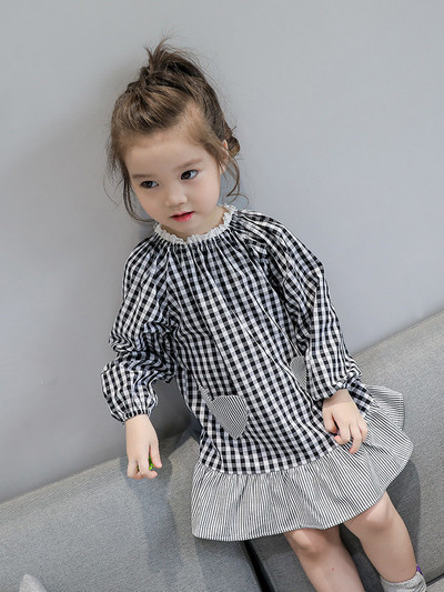 Alkalmi gyerek kockás ruha széles modell két színben