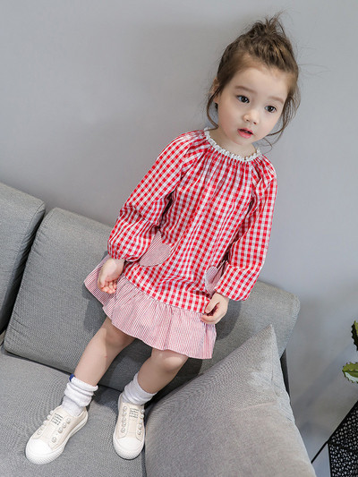 Alkalmi gyerek kockás ruha széles modell két színben