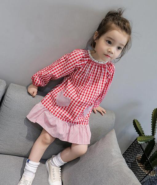 Alkalmi gyerek kockás ruha széles modell két színben