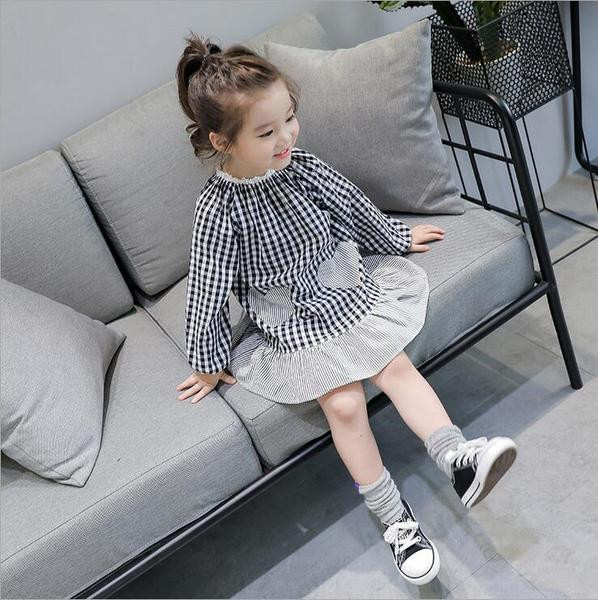 Alkalmi gyerek kockás ruha széles modell két színben