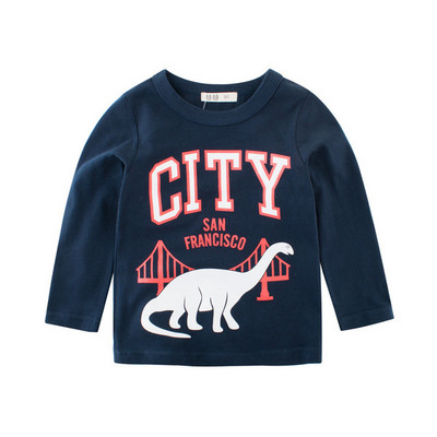 Gyerek blúz fiúknak O-alakú gallérral és rátéttel