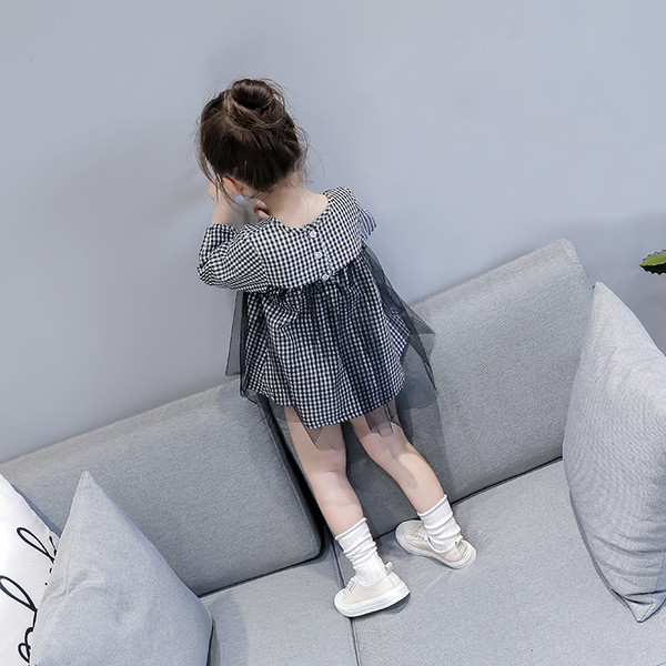 Modern tüll kockás gyerekruha két színben