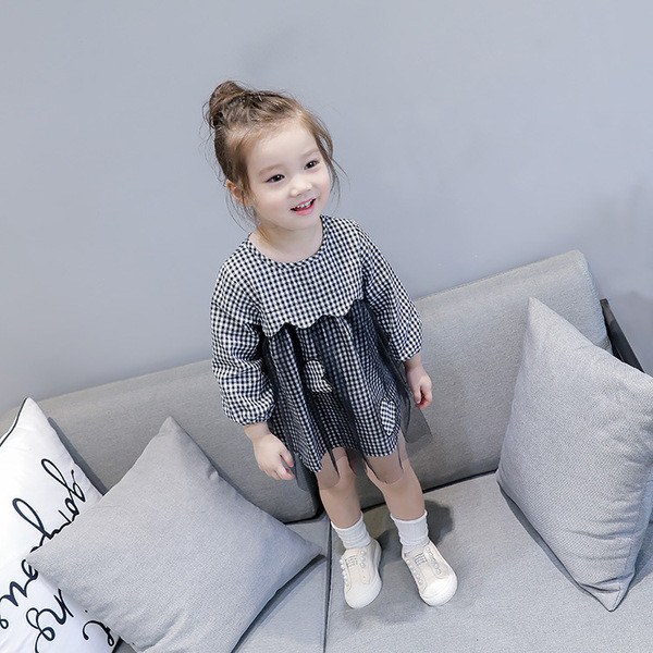 Modern tüll kockás gyerekruha két színben
