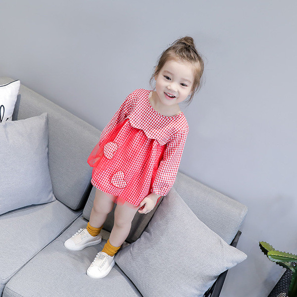 Modern tüll kockás gyerekruha két színben