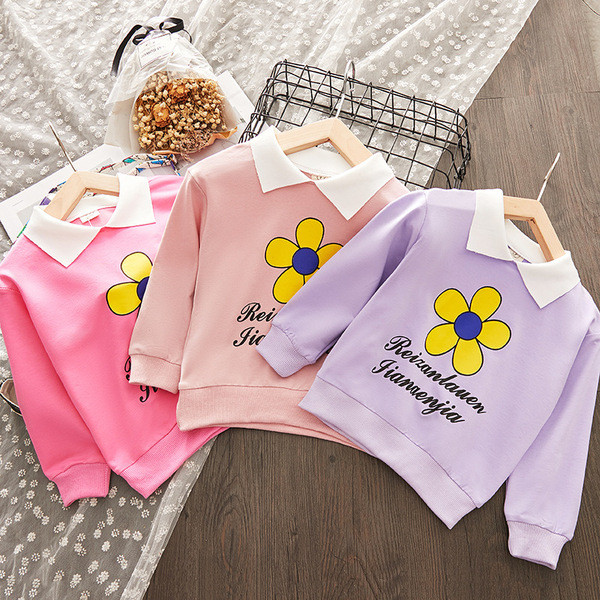 Gyermek blúzok három színben fehér gallérral és mintával