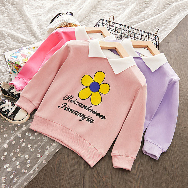 Gyermek blúzok három színben fehér gallérral és mintával