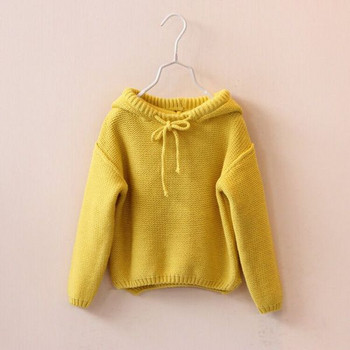 Νέο μοντέλο παιδικό πουλόβερ για κορίτσια και αγόρια με κουκούλα σε κίτρινο και γκρι χρώμα