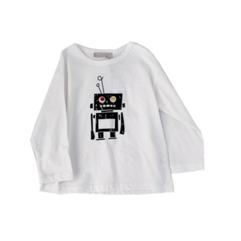 Модерна детска блуза с апликация в бял цвят 