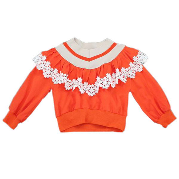 Modern gyerekblúz lányoknak elemmel - piros és kék csipke