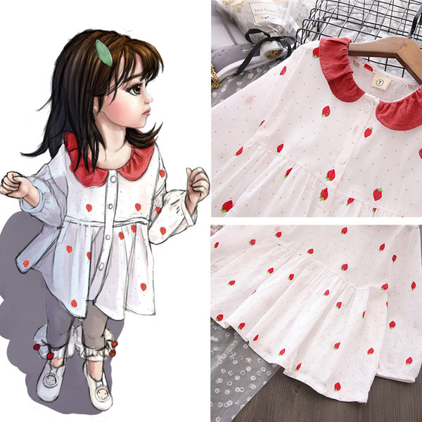 Gyermek blúz szabású modell piros gallérral és virágos motívumokkal