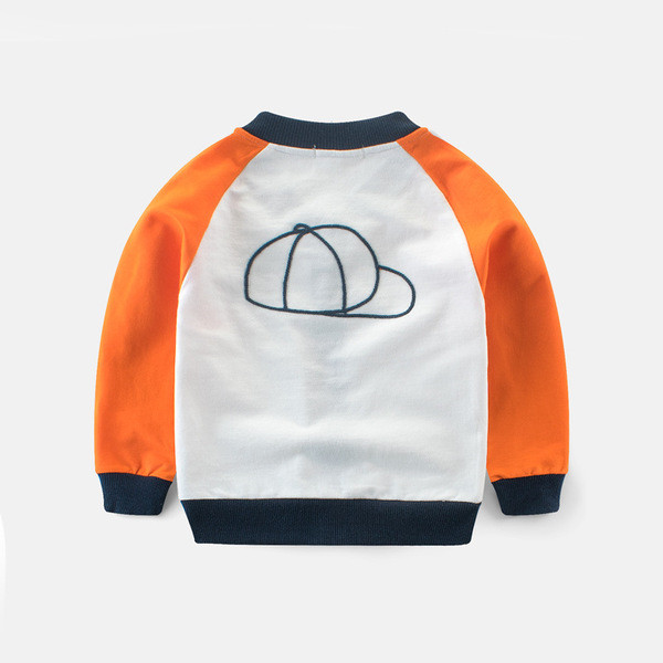 Modern gyerek pulóver fiúknak zöld és narancs színben