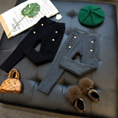 Napi gyermek leggings lányoknak magas derékkal, fekete és szürke színben