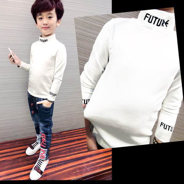 Lezser gyerek blúz fiúknak fekete-fehér felirattal