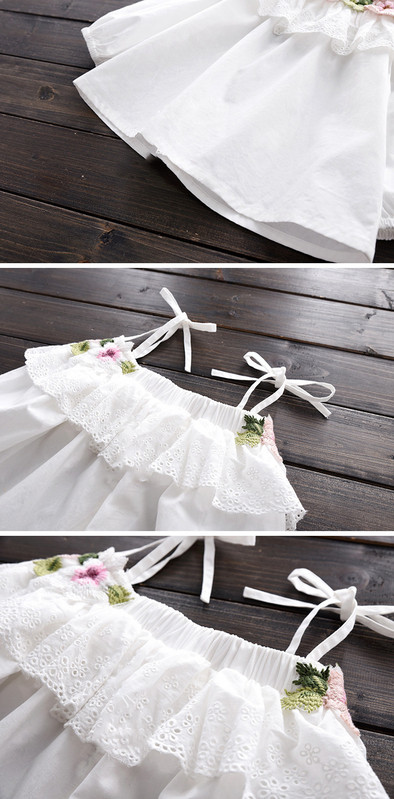 Μοντέρνο παιδικό πουκάμισο για κορίτσια με floral σχέδια σε λευκό χρώμα