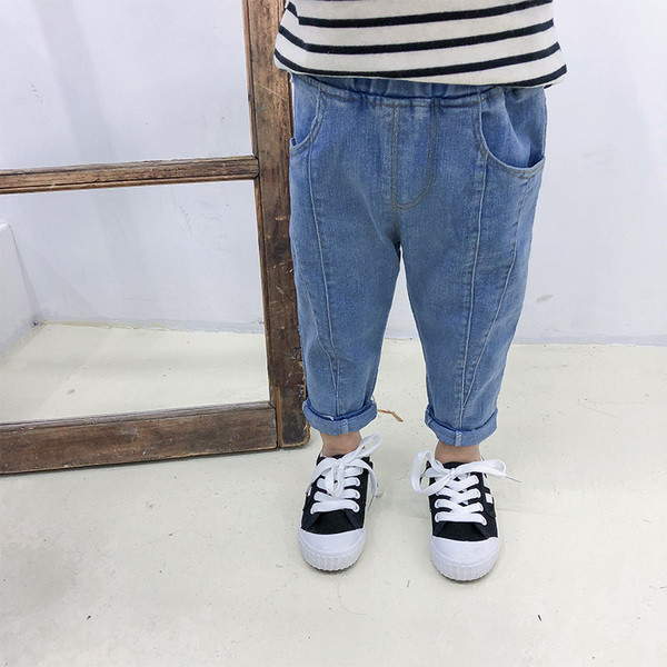 Casual παιδικά τζιν για αγόρια με ελαστική μέση σε δύο χρώματα